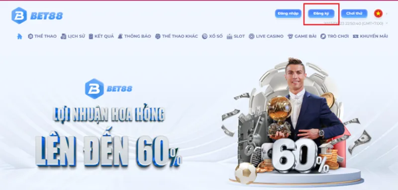 Đăng ký Bet88 trên website