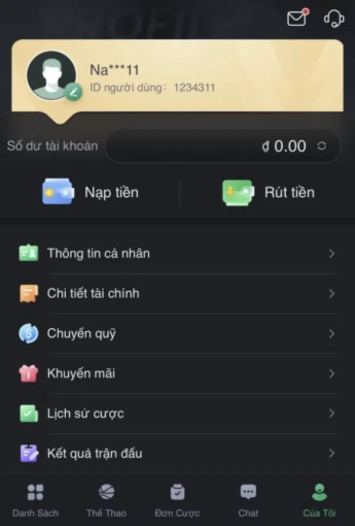 bấm chọn nạp tiền Bet88