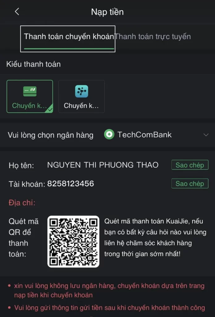 nạp tiền chuyển khoản Bet88