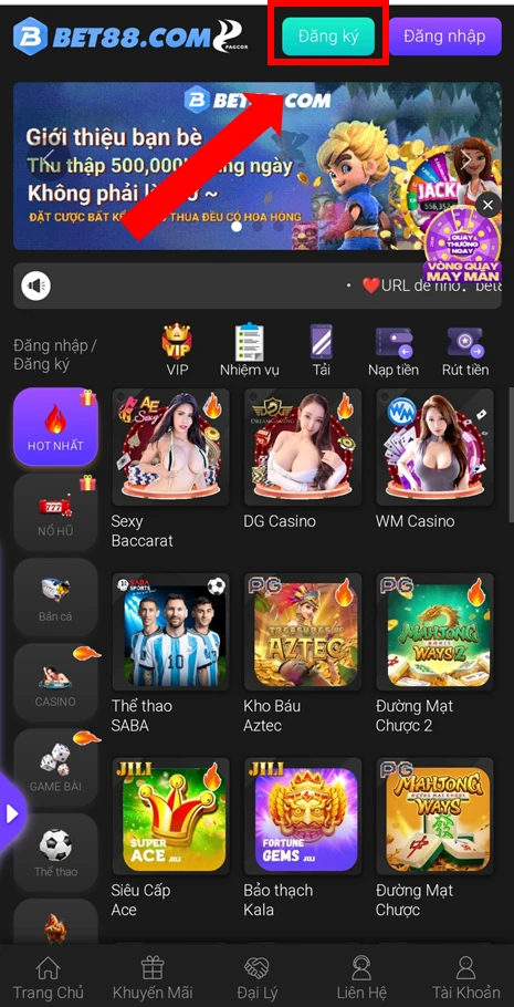 Vào Trang Chủ Đăng Ký BET88