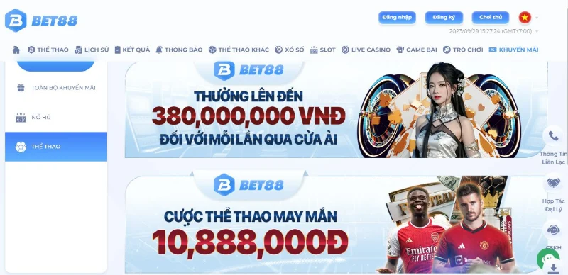 BET88 đưa ra nhiều khuyến mãi dành cho hội viên