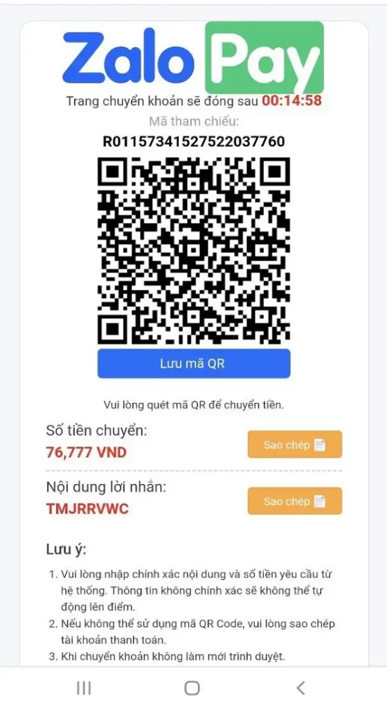 Sử dụng Zalo Pay chỉ cần 3 phút nạp tiền